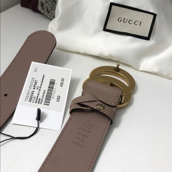 Gucci Dusty Pink leather Belt Gold buckle size 90 - Picture 5 of 5